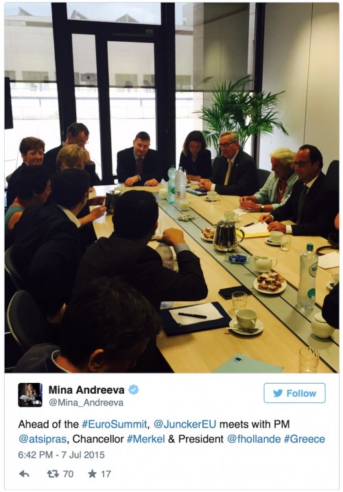 Φωτογραφία από τη συνάντηση Τσίπρα με Μέρκελ, Γιούνκερ και Ολάντ