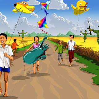 Σοκαριστικές φωτογραφίες παιδιών του πολέμου μετατρέπονται σε χαρούμενες εικονογραφήσεις