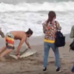 Τράβηξε καρχαρία στην ακτή για να βγάλει φωτογραφία (video)