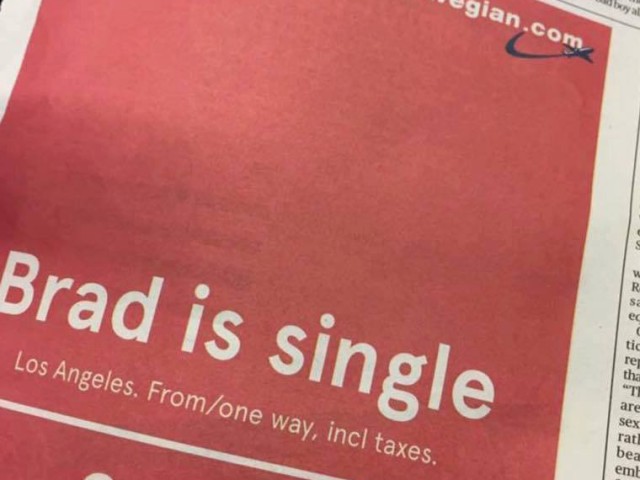 Ο Μπραντ είναι μόνος. Κλείσε μια πτήση για να πας κοντά του