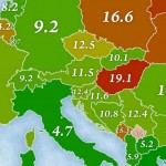 Ένας χάρτης της Ευρώπης ανάλογα με τα ποσοστά αυτοκτονιών σε κάθε χώρα