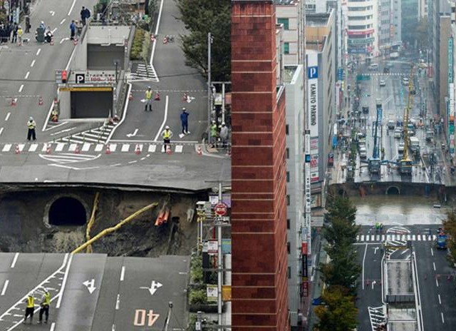 Μέσα σε 48 ώρες επισκευάστηκε η τρύπα των 15 μέτρων στην Ιαπωνία