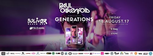 Την Παρασκευή, 18 Αυγούστου, ο Βρετανός Paul Oakenfold επιστρέφει στο Bolivar Beach Bar!