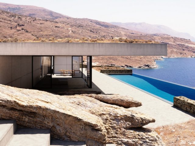 Δύο θερινές κατοικίες γίνονται ένα με το φυσικό κυκλαδίτικο τοπίο της Άνδρου