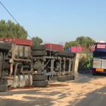 Ανατροπή βυτιοφόρου με υγραέριο στη λεωφόρο Σχιστού