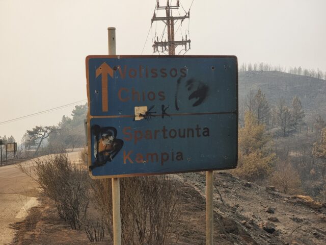 Φωτιά στη Χίο: Πάνω από 150 καμένοι στύλοι ηλεκτροδότησης