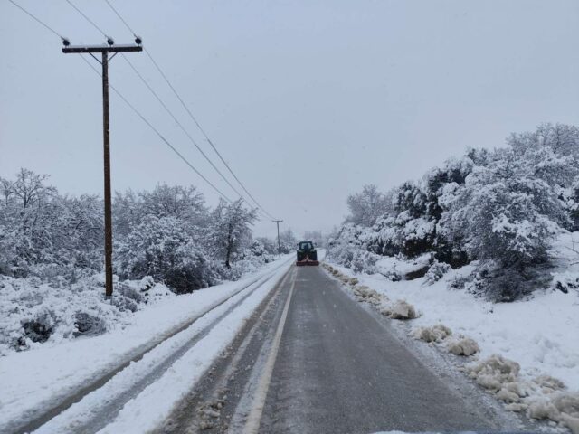 Έντονη χιονόπτωση στον Δήμο Μετεώρων – Προβλήματα ηλεκτροδότησης σε χωριά